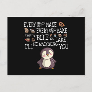 Make, Bake, Bite, Take Penguin Postcard