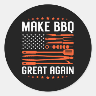 Make Bbq Great Again Us Flag Trump Grilling Barbec Classic Round Sticker