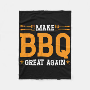 Make Bbq Great Again Us Flag Trump Grilling Barbec Fleece Blanket
