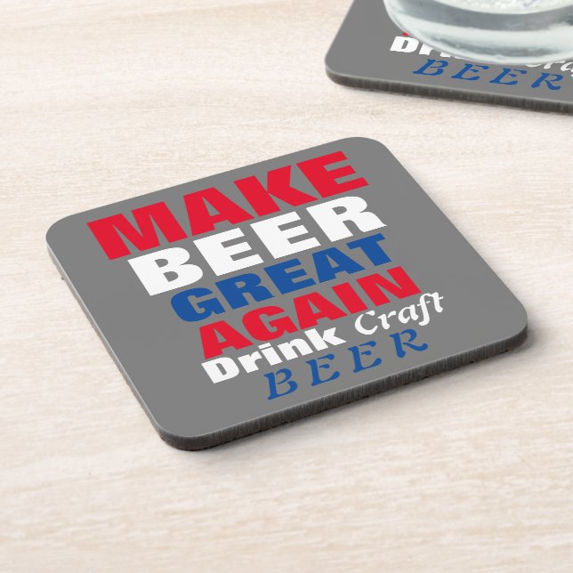 Make Beer Great Again -Red White Blue Beverage Coaster (Left Side)