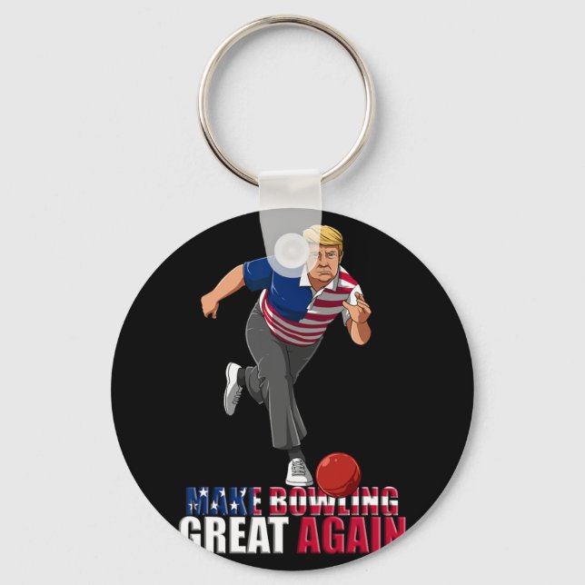 Make Bowling Great Again - Funny Trump Bowling Gif Keychain (Front)
