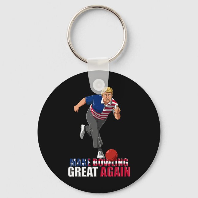 Make Bowling Great Again - Funny Trump Bowling Gif Keychain (Front)