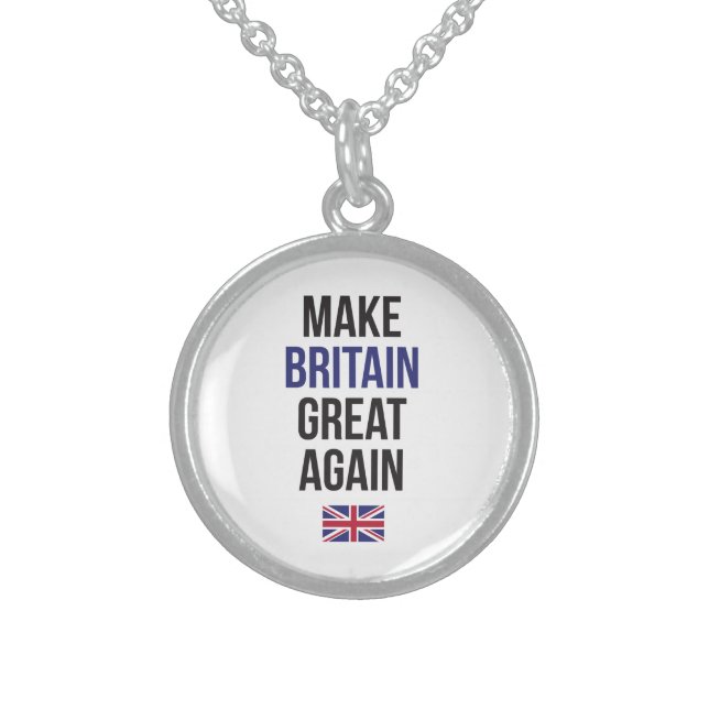 Make Britain Great Again UK First Flag #Brexit Sterling Silver Necklace (Front)