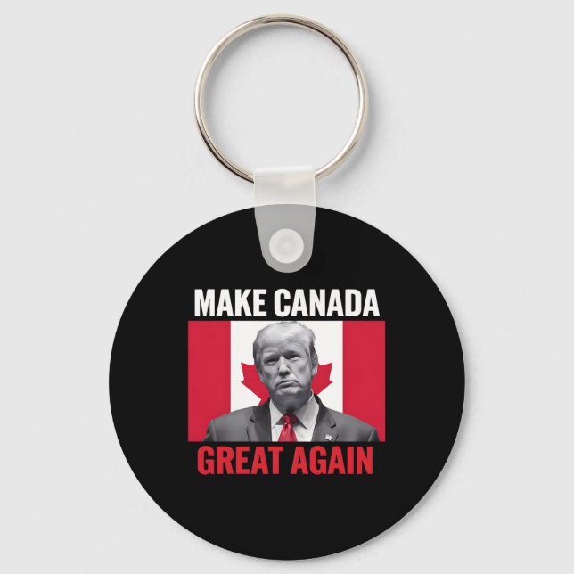 Make Canada Great Again Funny Trump Canadian Flag  Keychain (Front)