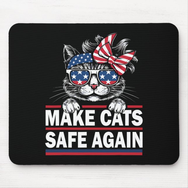 Make Cats Safe Again Funny Cat Lover Usa Flag  Mouse Pad (Front)