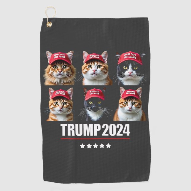 Make Cats Safe Again Maga Trump Election Golf Towel (Front)