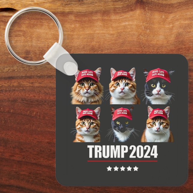 Make Cats Safe Again Maga Trump Election Keychain (Front)