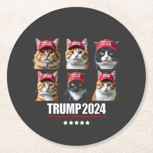 Make Cats Safe Again Maga Trump Election Round Paper Coaster