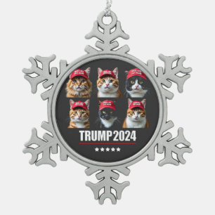 Make Cats Safe Again Maga Trump Election Snowflake Pewter Christmas Ornament