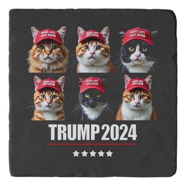 Make Cats Safe Again Maga Trump Election Trivet (Front)