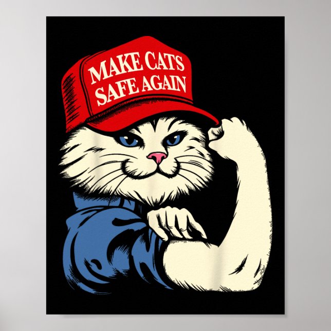Make Cats Safe Again Red Hat Cats For Trump Presid Poster (Front)