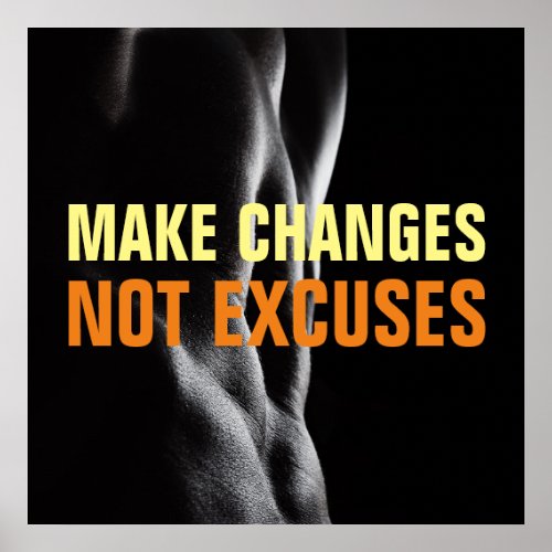 Make Changes Not Excuses Bodybuilding Fitness Poster