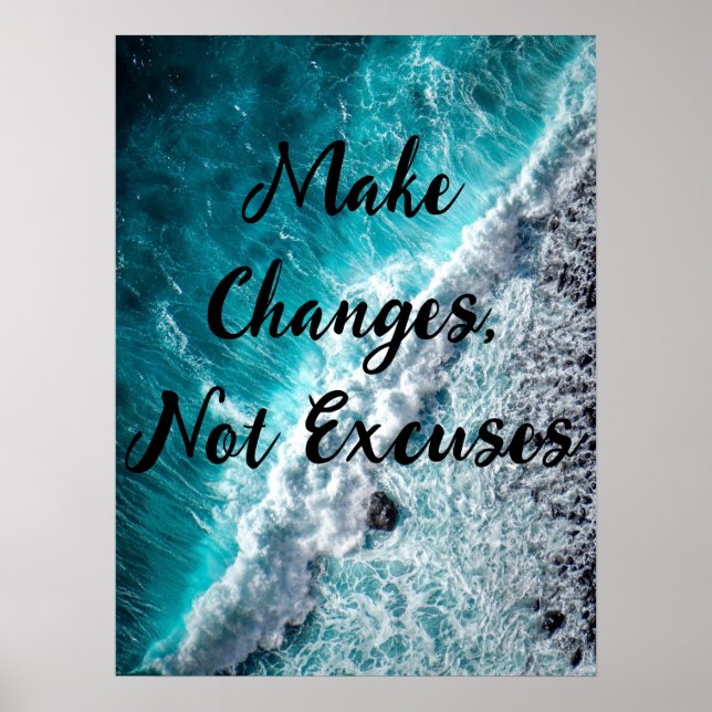 Make Changes, Not Excuses - Motivational Poster (Front)