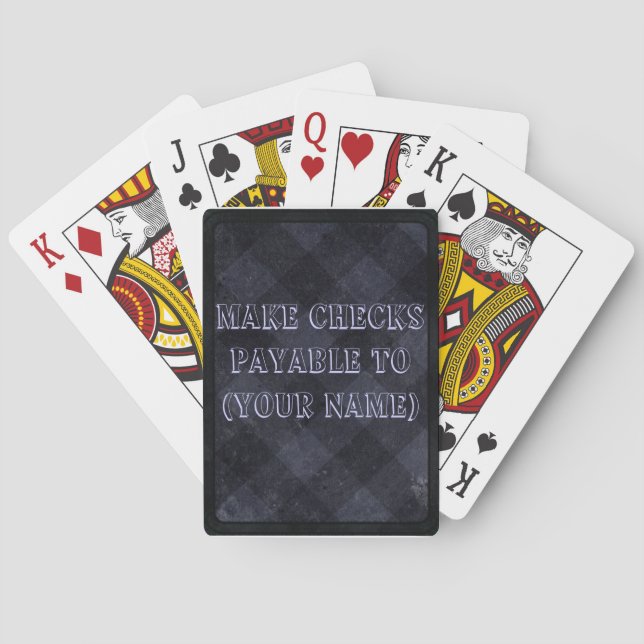 Make Check Payable To- Purple Checkered Poker Cards (Back)