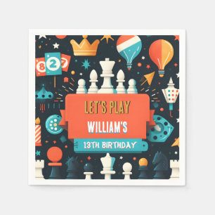 Make Chess King And Queen Game Night 13th Birthday Napkins