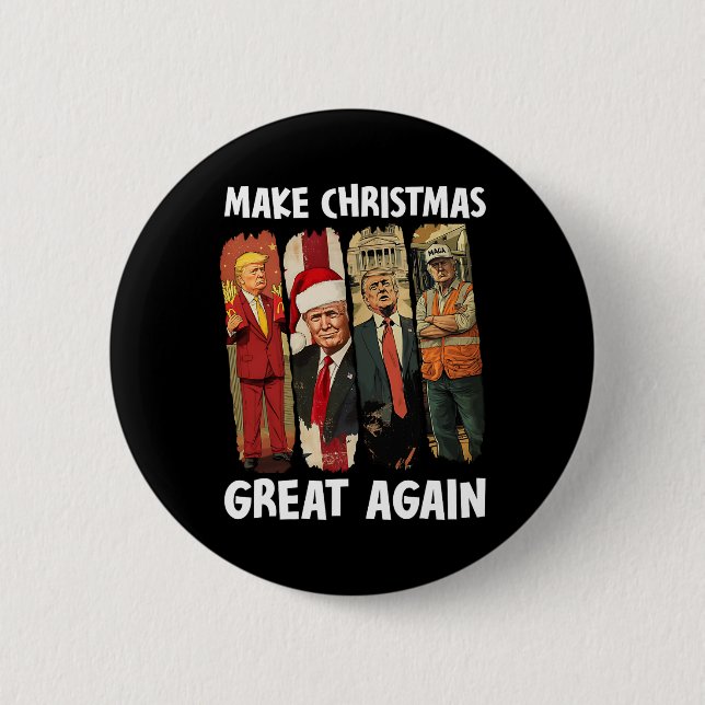 Make Christmas Great Again Funny Santa Trump 2024  Button (Front)