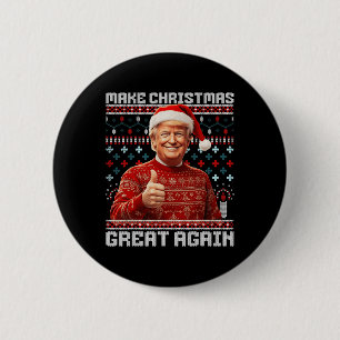 Make Christmas Great Again Funny Santa Trump 2024 Button
