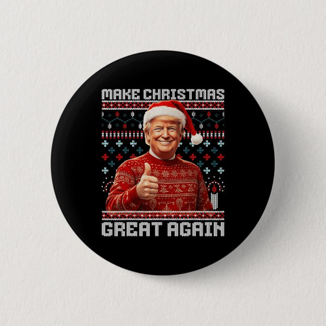 Make Christmas Great Again Funny Santa Trump 2024  Button (Front)