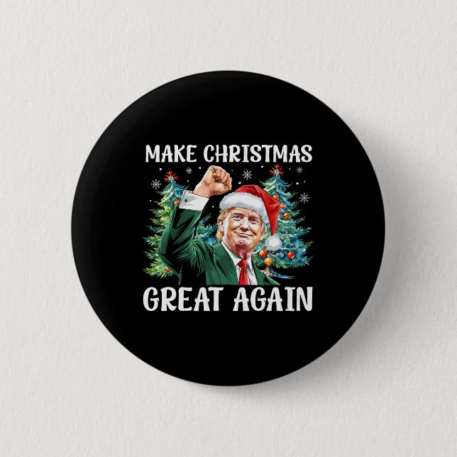 Make Christmas Great Again Funny Santa Trump 2024  Button (Front)