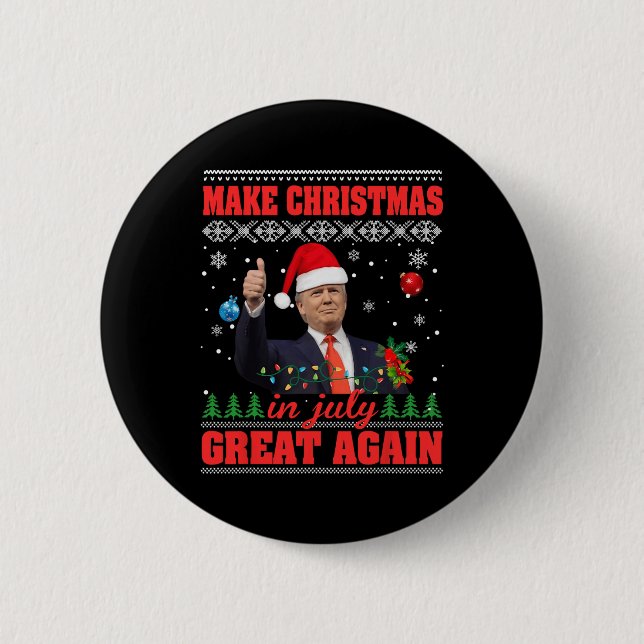 Make Christmas Great Again Funny Santa Trump 2024  Button (Front)