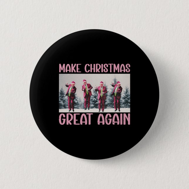 Make Christmas Great Again Funny Santa Trump 2024  Button (Front)