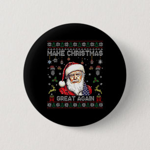 Make Christmas Great Again Funny Santa Trump 2024 Button