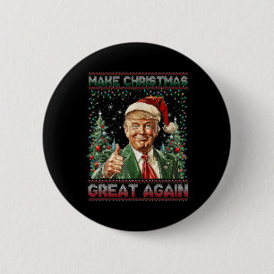 Make Christmas Great Again Funny Santa Trump 2024  Button