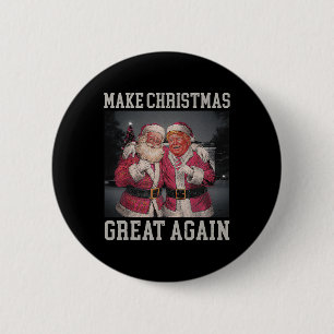 Make Christmas Great Again Funny Santa Trump 2024 Button