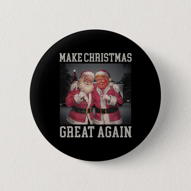 Make Christmas Great Again Funny Santa Trump 2024  Button (Front)