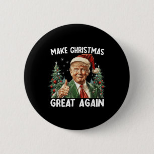 Make Christmas Great Again Funny Santa Trump 2024 Button