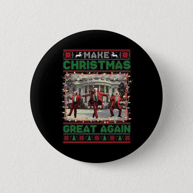 Make Christmas Great Again Funny Santa Trump 2024  Button (Front)
