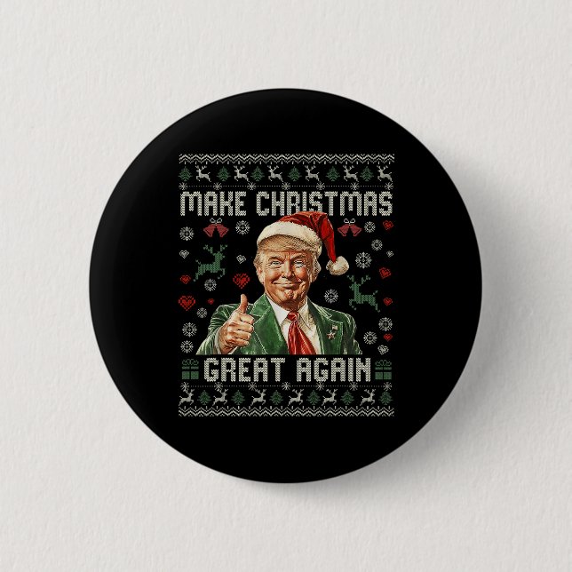 Make Christmas Great Again Funny Santa Trump 2024  Button (Front)