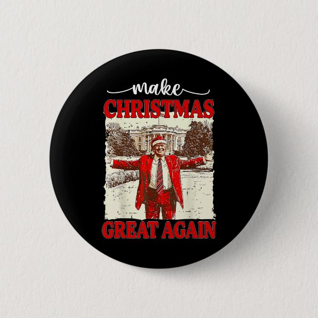 Make Christmas Great Again Funny Santa Trump 2024  Button (Front)