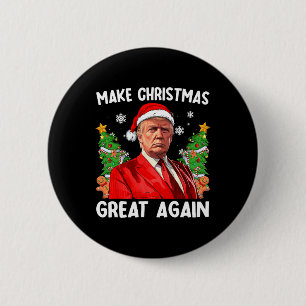 Make Christmas Great Again Funny Santa Trump 2024  Button