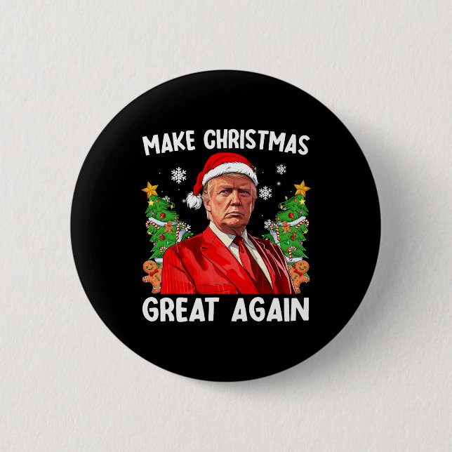 Make Christmas Great Again Funny Santa Trump 2024  Button (Front)
