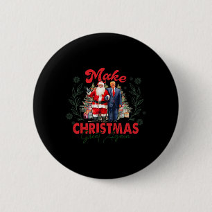 Make Christmas Great Again Funny Santa Trump 2024 Button