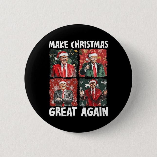 Make Christmas Great Again Funny Santa Trump 2024  Button (Front)