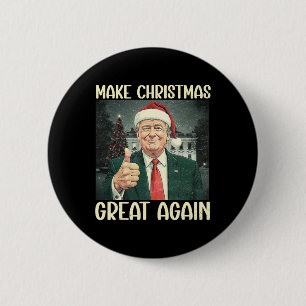 Make Christmas Great Again Funny Santa Trump 2024  Button