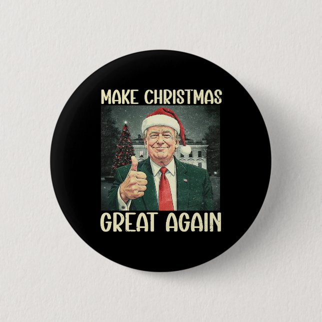 Make Christmas Great Again Funny Santa Trump 2024  Button (Front)