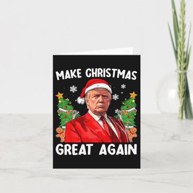 Make Christmas Great Again Funny Santa Trump 2024  Card (Front)
