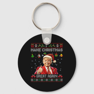 Make Christmas Great Again Funny Santa Trump 2024  Keychain