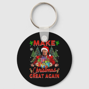 Make Christmas Great Again Funny Santa Trump 2024  Keychain