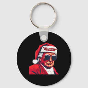Make Christmas Great Again Funny Santa Trump 2024  Keychain