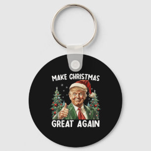 Make Christmas Great Again Funny Santa Trump 2024  Keychain