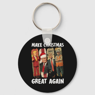 Make Christmas Great Again Funny Santa Trump 2024  Keychain