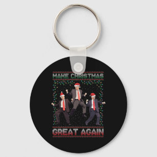 Make Christmas Great Again Funny Santa Trump 2024  Keychain
