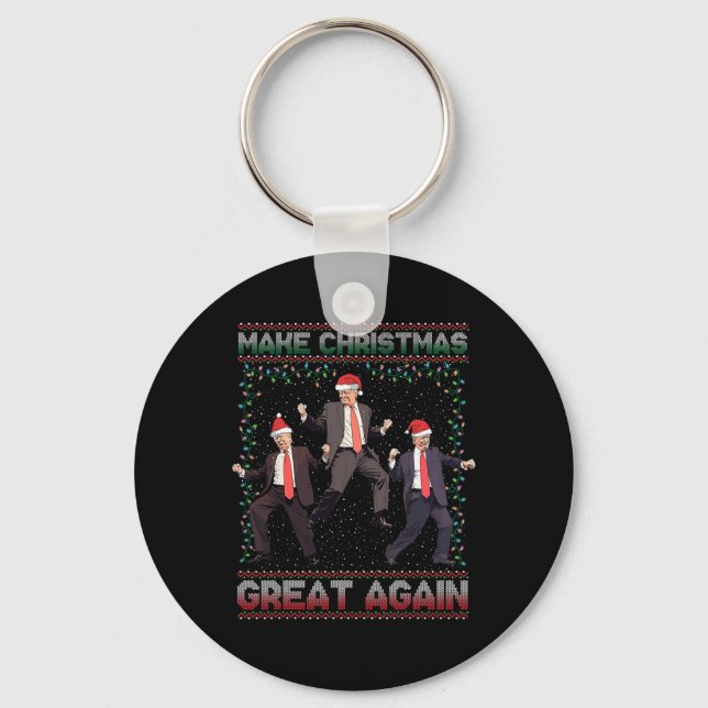 Make Christmas Great Again Funny Santa Trump 2024  Keychain (Front)