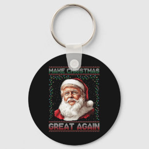 Make Christmas Great Again Funny Santa Trump 2024  Keychain