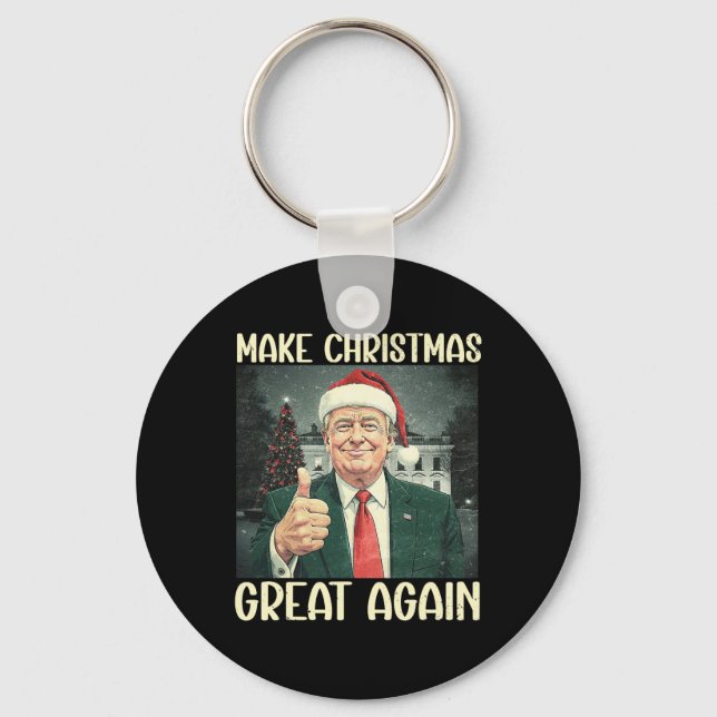 Make Christmas Great Again Funny Santa Trump 2024  Keychain (Front)
