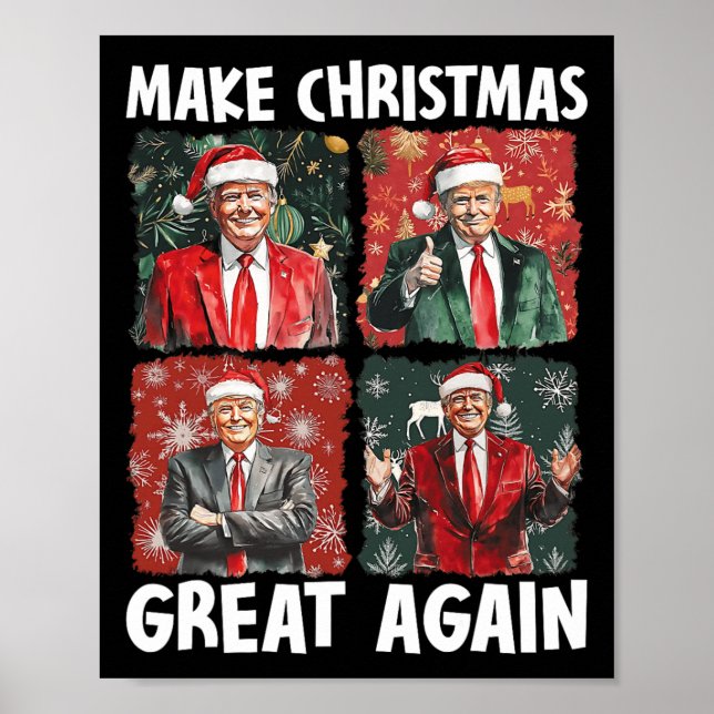Make Christmas Great Again Funny Santa Trump 2024  Poster (Front)